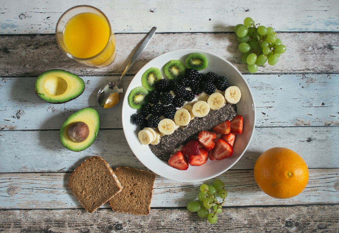 Colorful fresh vegetables and fruits for healthy weight management